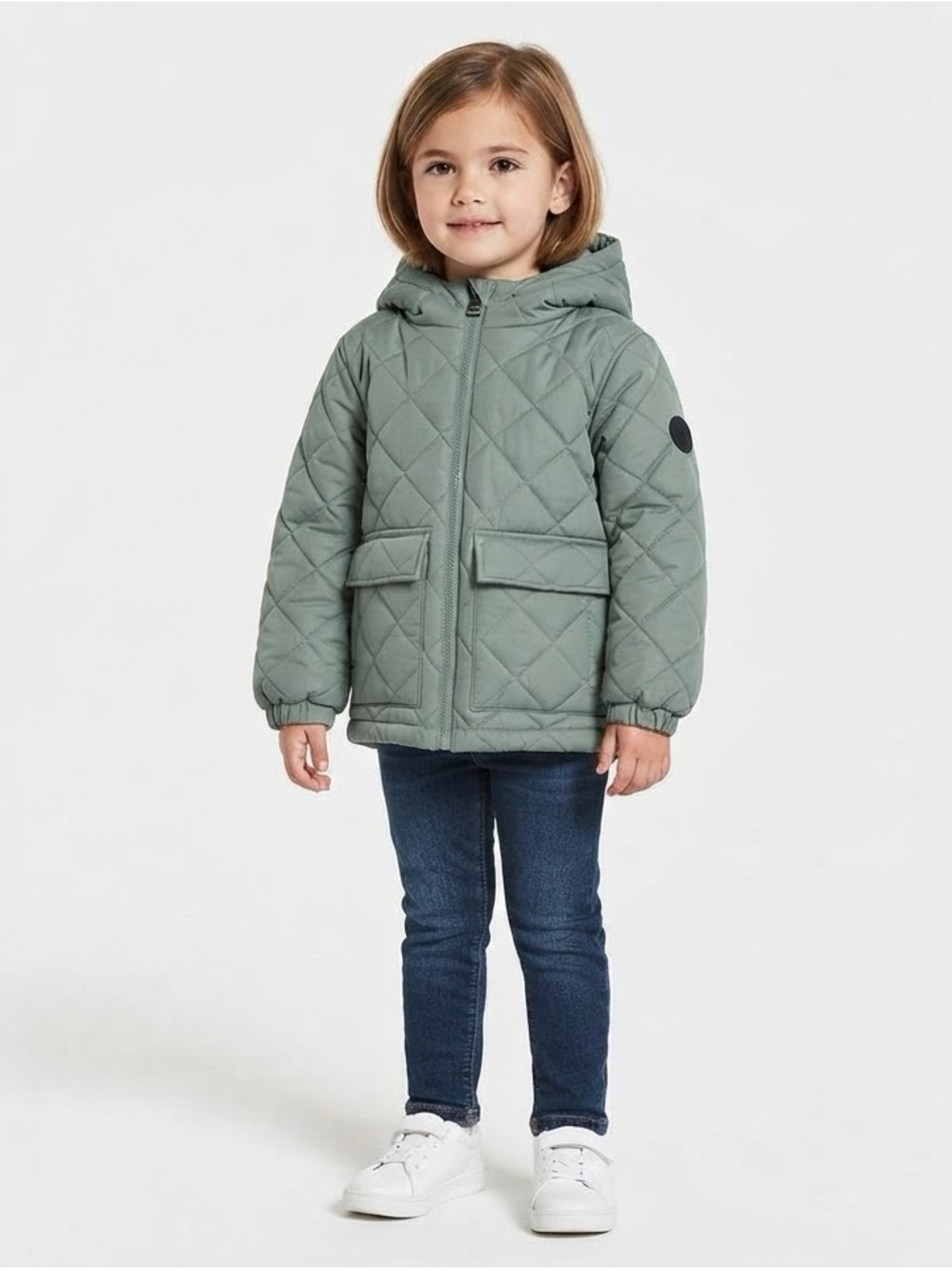 Madden Girl NWT Quilted Hooded Jacket Sage Green Girls Size 4/5